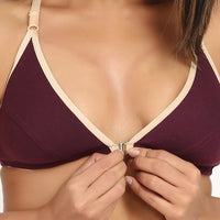Plum Front Open Bra for women