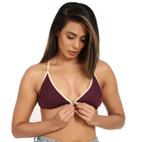 Plum Front Open Bra for women