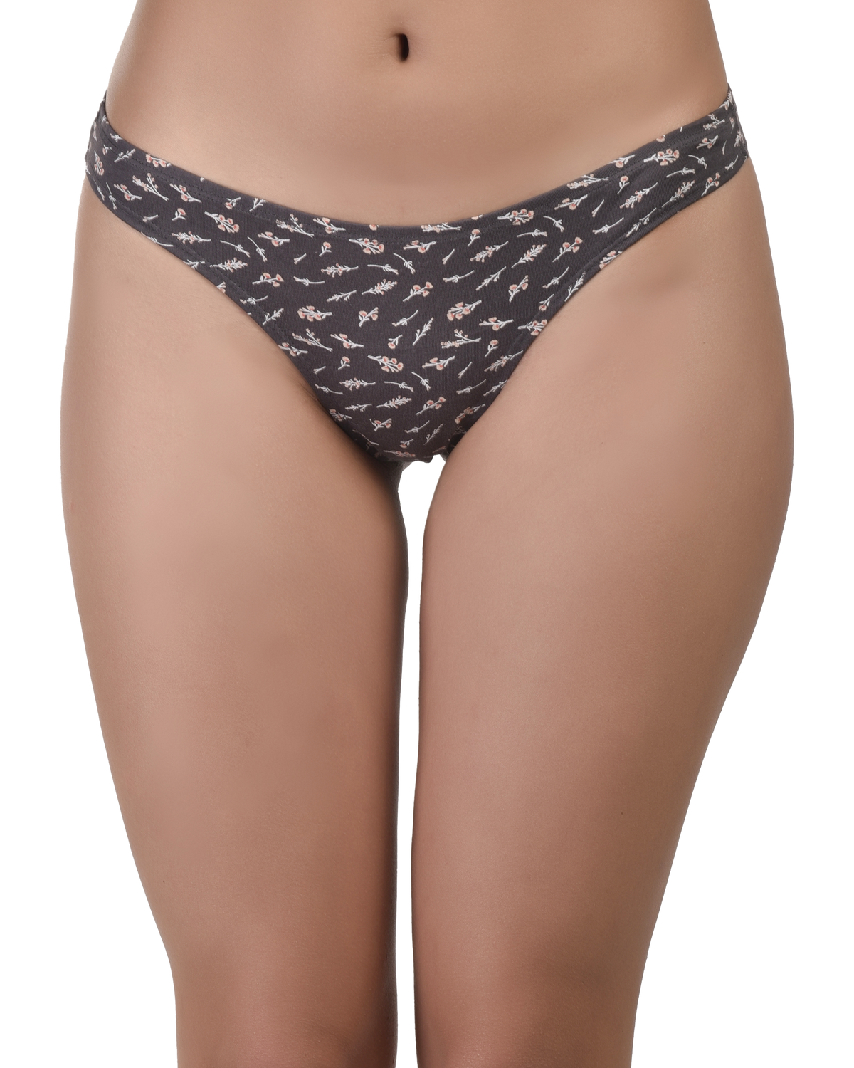 Patterned underwear worn by a person on a white background