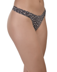 Patterned underwear worn by a person on a white background