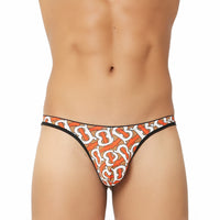 Foxy Orange printed men’s thong in micro modal fabric with 3D pouch support by Bruchi Club