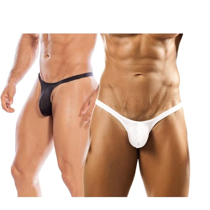 Whole day Comfortable White Transparent and Black  Micro Modal Mens Thongs Pack Of 2