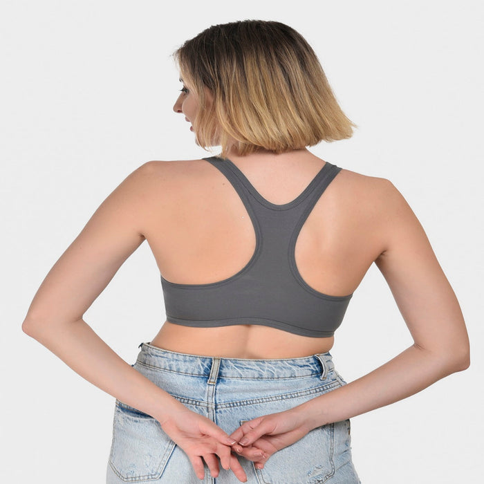 Buy Bruchi Club Grey Racerback Medium Impact Sports Bra