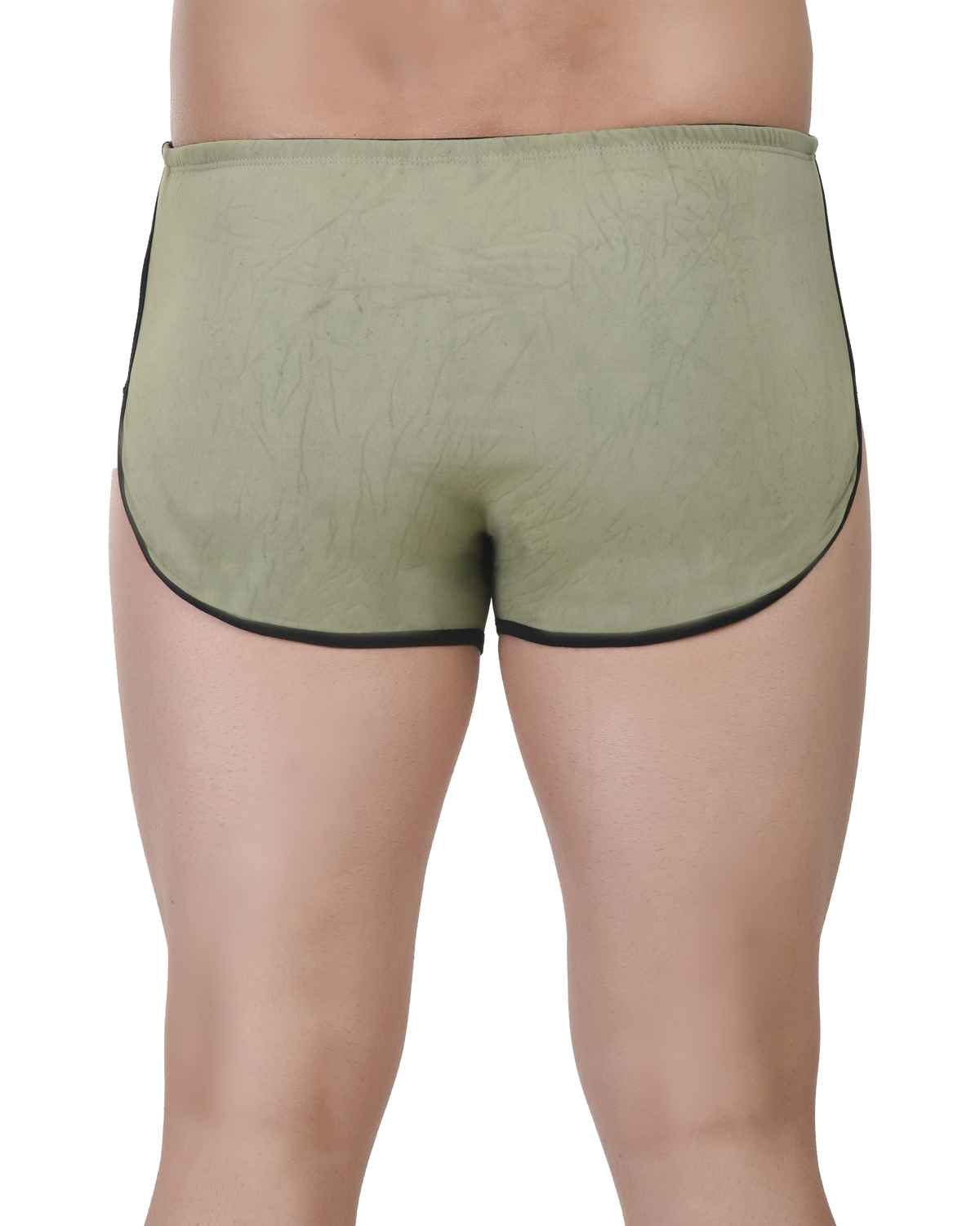 Green underwear with black trim on a white background
