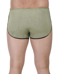 Green underwear with black trim on a white background