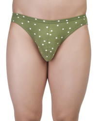 Green polka dot underwear on a white background