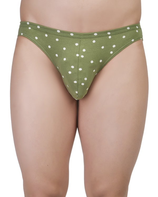 Green polka dot underwear on a white background
