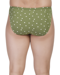 Green polka dot underwear on a white background