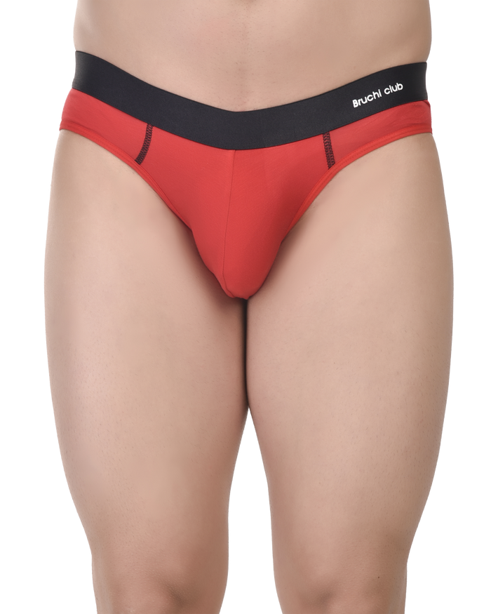 Bruchi Club Red Comfortable Mens Briefs - No Ride up