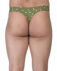 Green polka dot underwear on a white background
