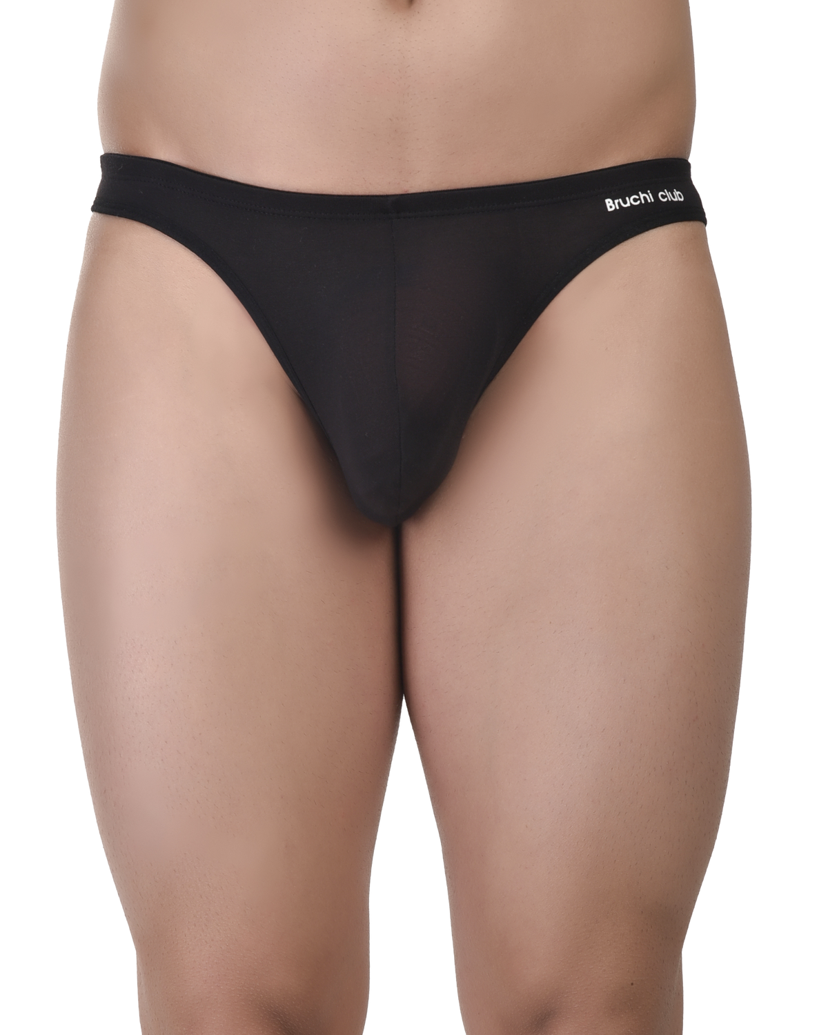 Black men's underwear with brand logo on a white background