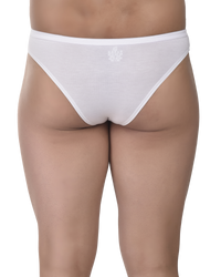 White underwear worn by a person on a white background