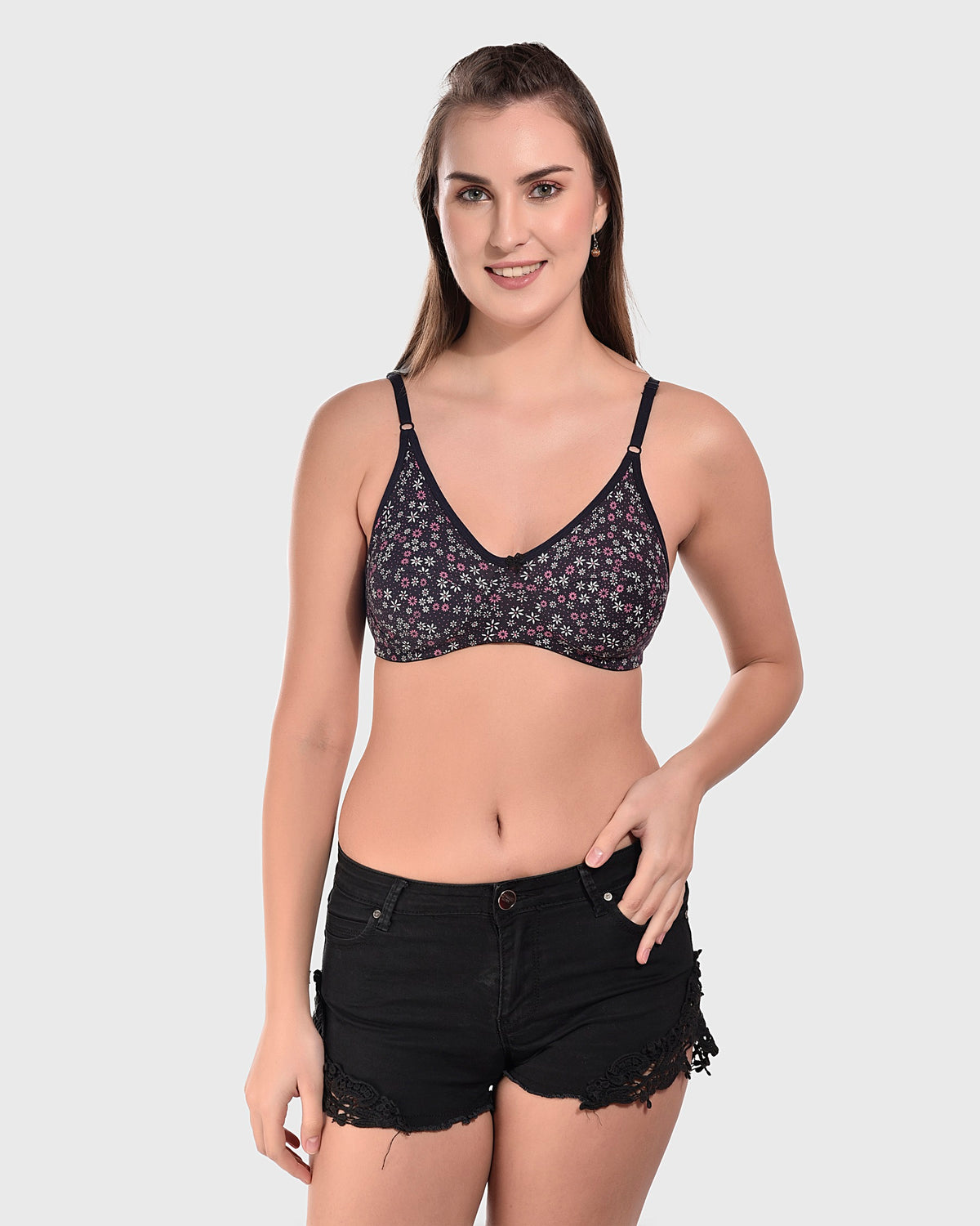 Buy Printed Non-Padded Cotton Bra for Women online in India