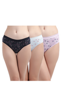 Bruchi Club Women Multicoloured Floral Printed Cotton Low Waist Hipster Panty Panty Pack of 3