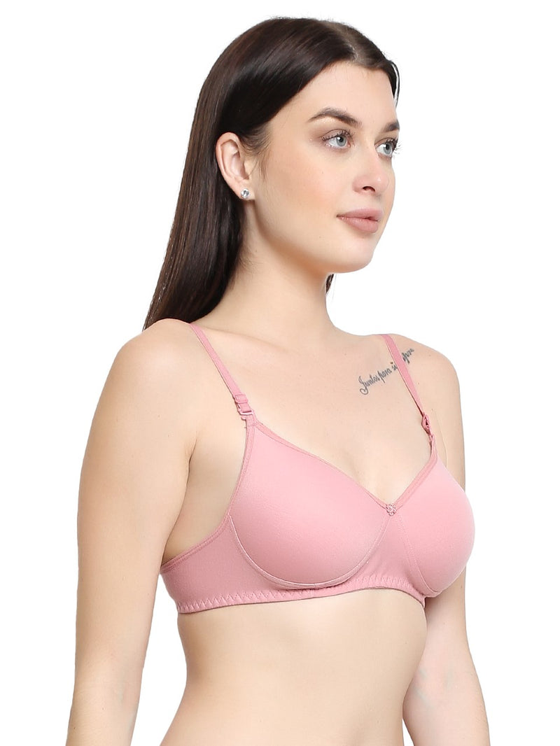 Emberge Women Lightly Premium Padded Baby Pink T-shirt Bra