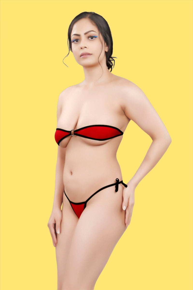 Bruchi Club Women Red Sassy and Comfy Micro Lingerie Set Online shopping In India