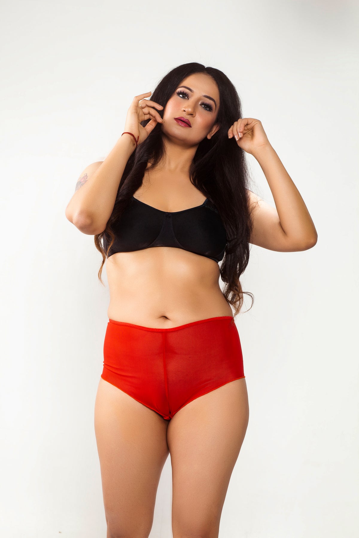 Red Net BoyLeg Panty for women