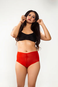 Red Net BoyLeg Panty for women