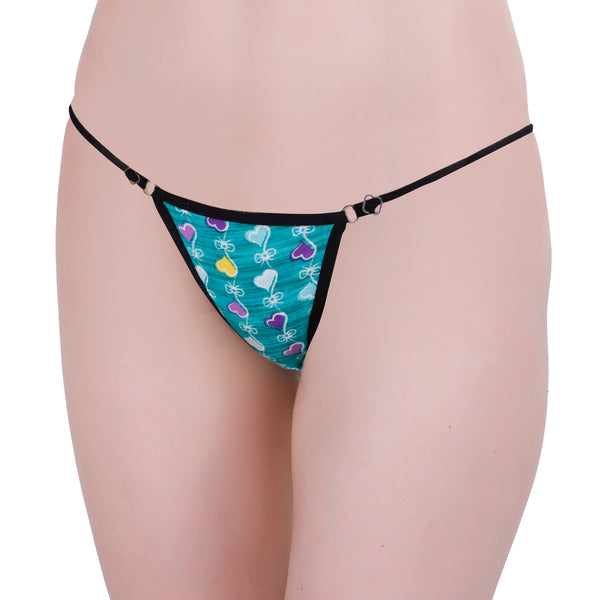Women’s Printed Adjustable String Thong Panty | Soft Low Rise Thong