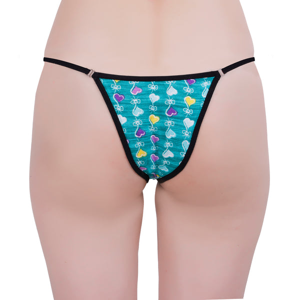 Women’s Printed Adjustable String Thong Panty | Soft Low Rise Thong