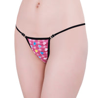 Women’s Pink Heart Print Adjustable String Thong Panty