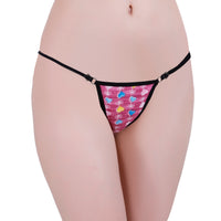 Women’s Pink Heart Print Adjustable String Thong Panty