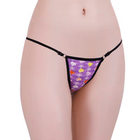 Women’s Purple Heart Print Adjustable String Thong Panty