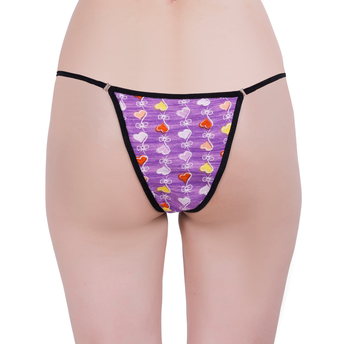Women’s Purple Heart Print Adjustable String Thong Panty