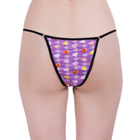 Women’s Purple Heart Print Adjustable String Thong Panty
