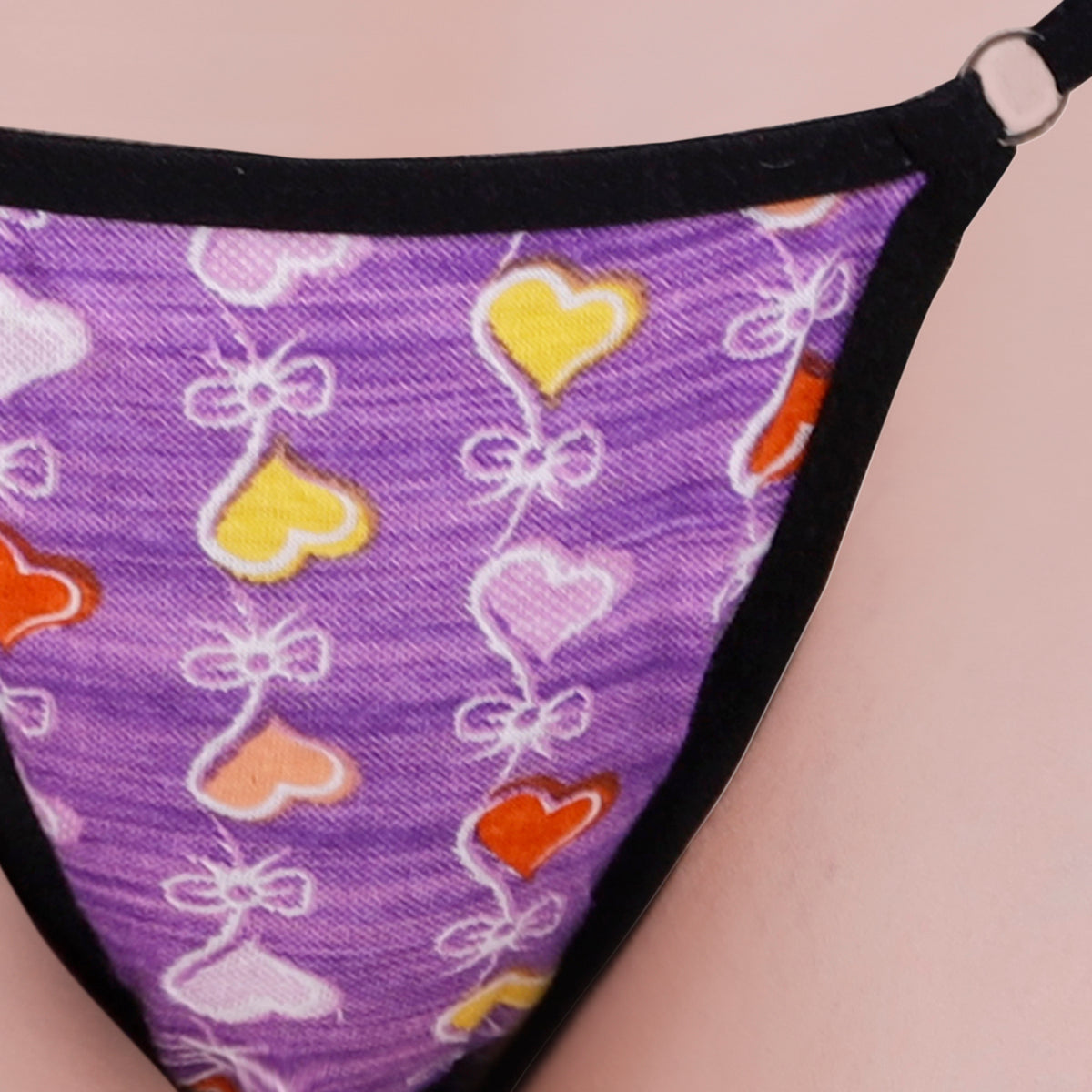 Women’s Purple Heart Print Adjustable String Thong Panty
