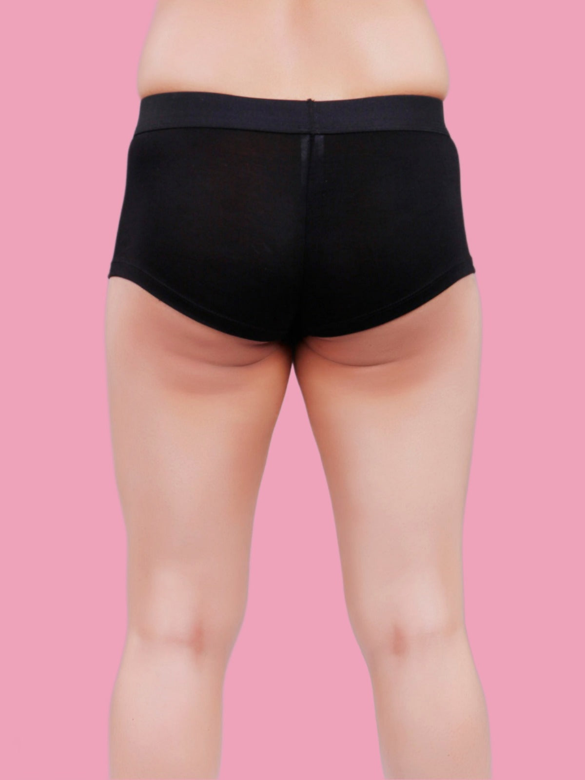 Women Black Antibacterial Bamboo Boxer Brief Panty