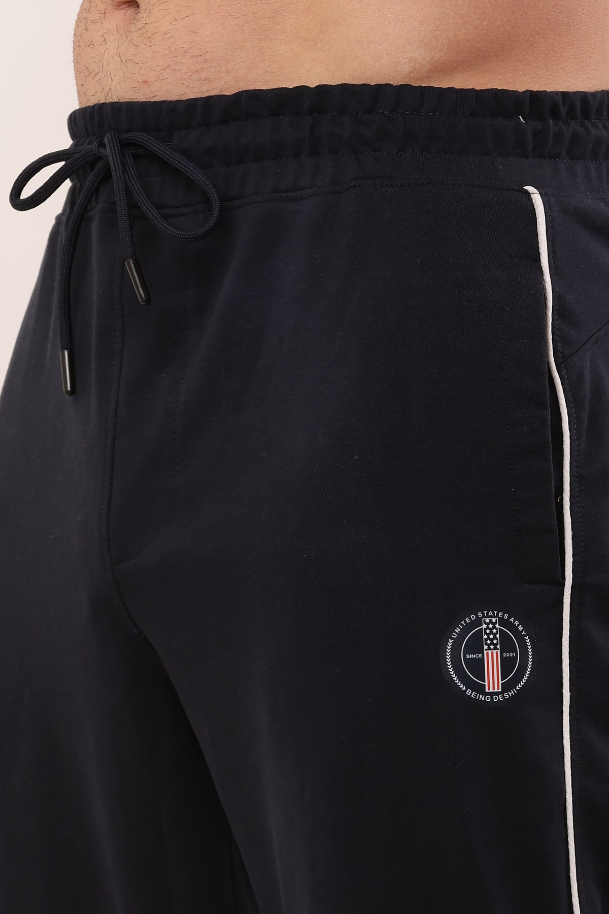 Being Deshi Men Cotton Contrast Piping Lounge Pyjama