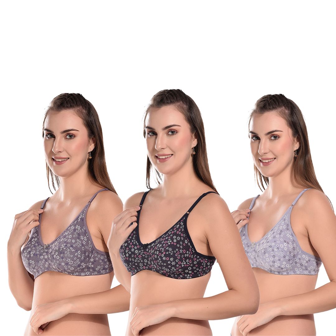 Buy Printed Non-Padded Cotton Bra for Women online in India