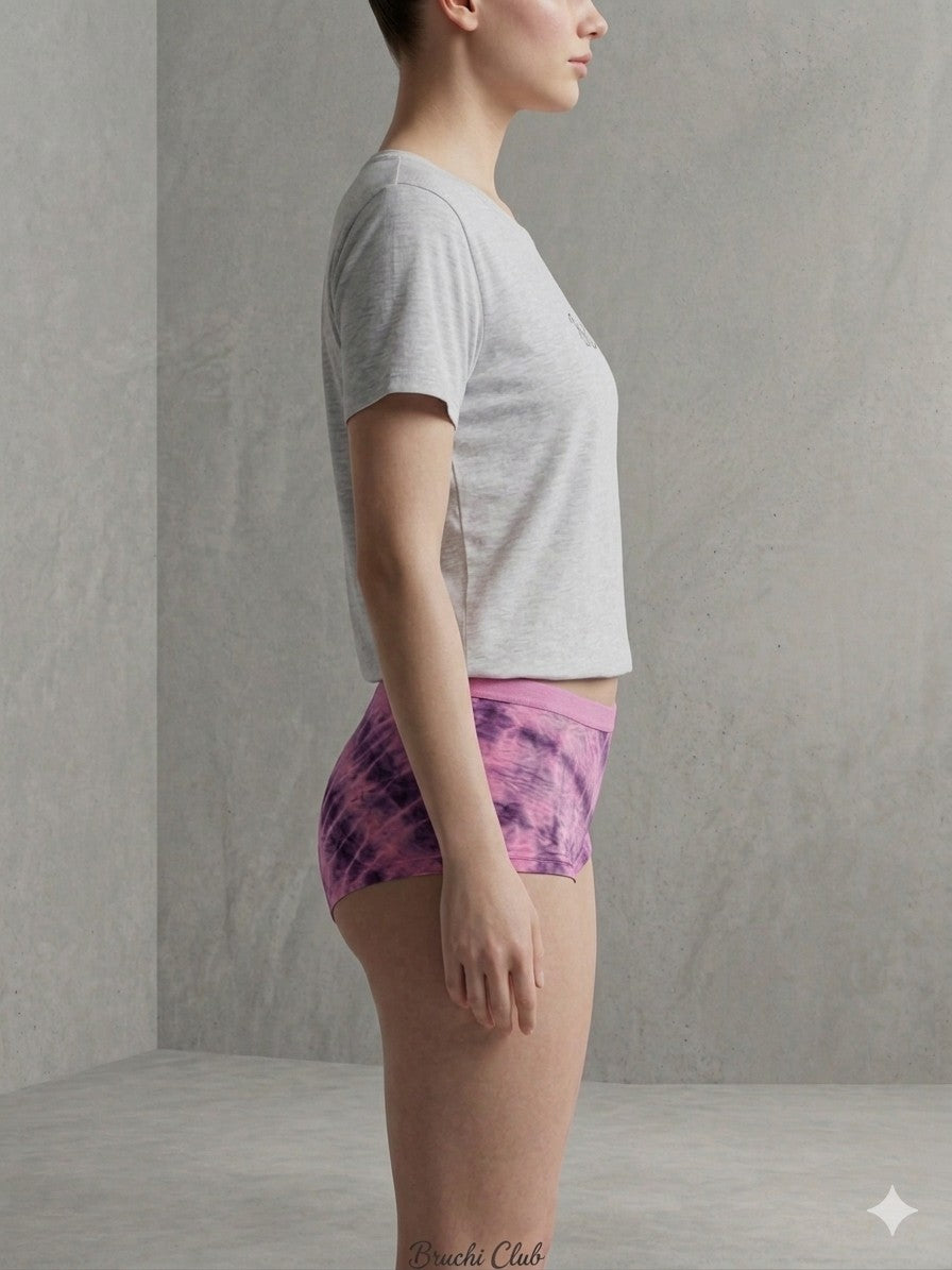 Purple Tie-dye Print Bamboo Women Panty Boy Log