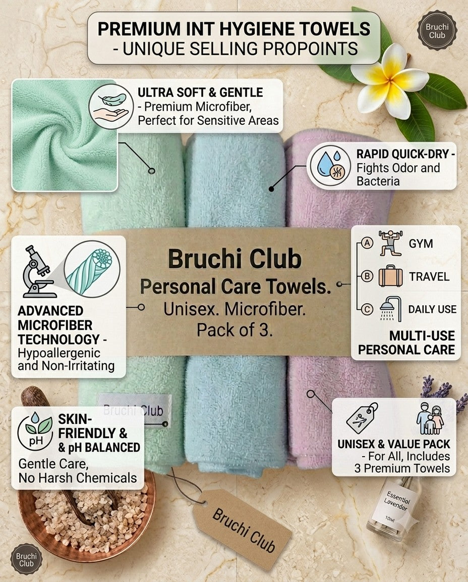 Microfiber Intimate Hygiene Towel for Men & Women | Bruchi Club