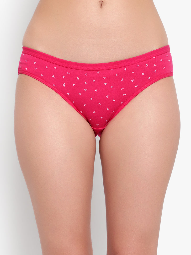 Women Pack of 1 Assorted & Prints Pink Cotton Low Waist Bikini Panty