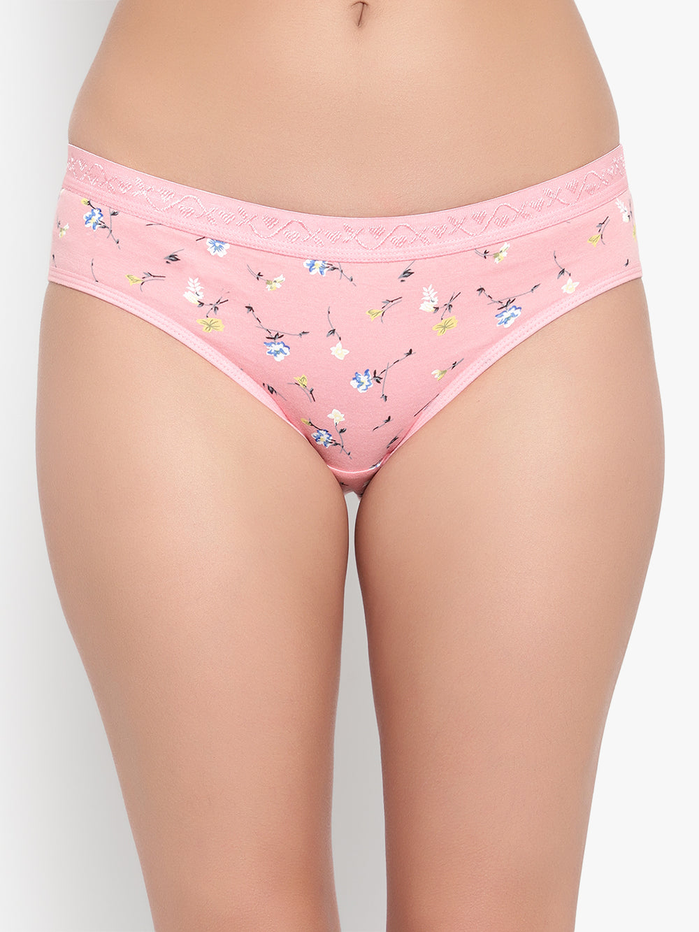 Bruchi Club Women Pink Floral Printed Cotton Low Waist Hipster