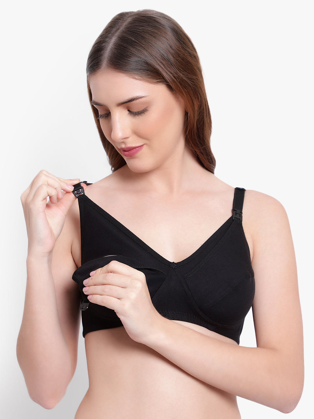 Bruchi club Feeding Maternity Bra-non padded non wired - Black color