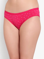 Women Pack of 1 Assorted & Prints Pink Cotton Low Waist Bikini Panty