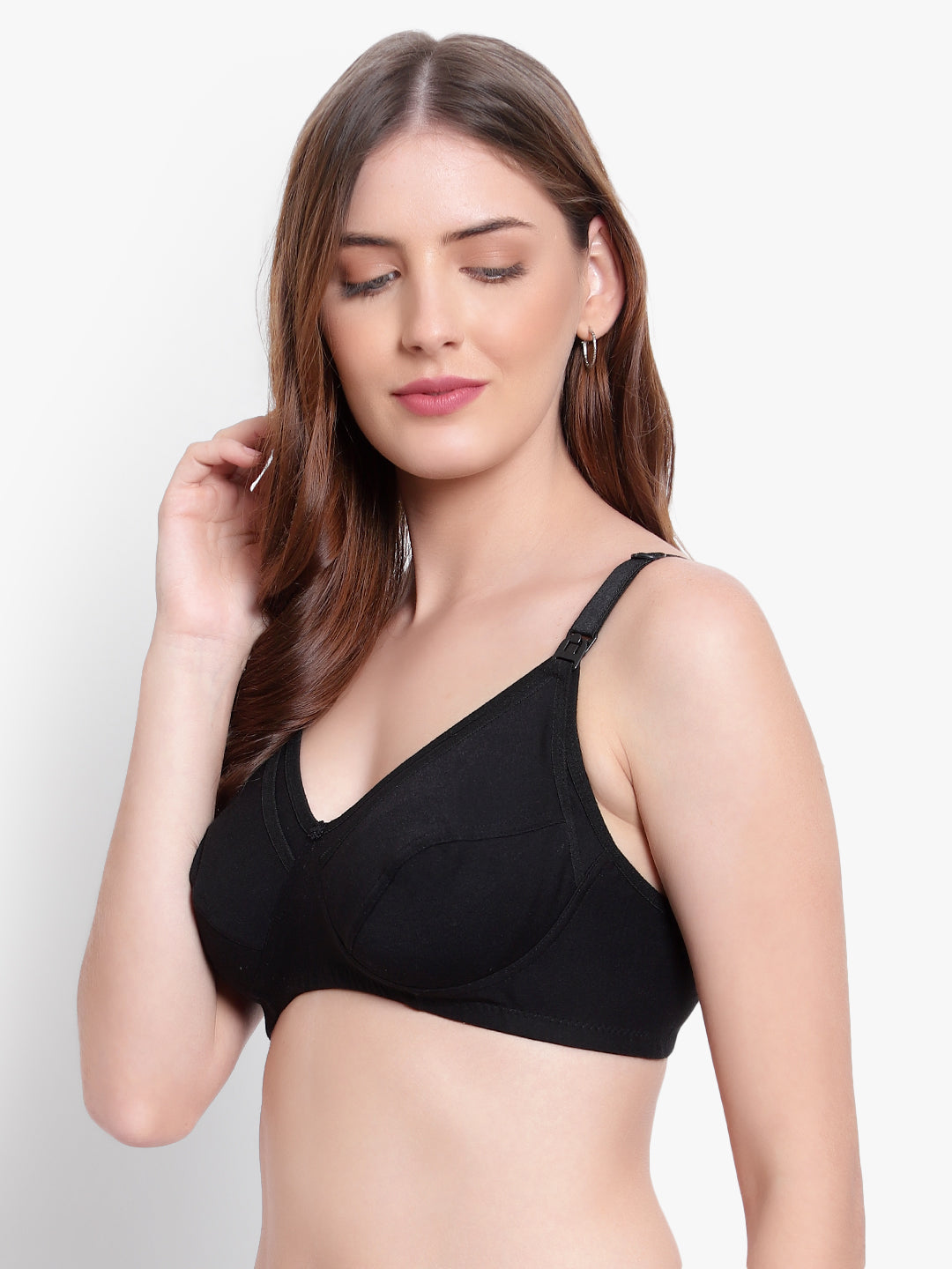 Bruchi club Feeding Maternity Bra-non padded non wired - Black color