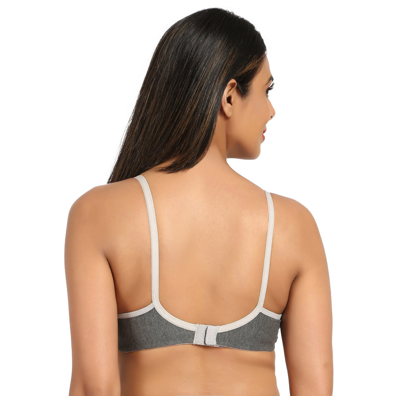 Bruchi Club Women T-Shirt Lightly Padded 3/4 coverage Bra-Grey color