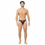 BRUCHI CLUB New Mens Black Brief Thong Front Open Hole Notch