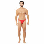 Bruchi Club Men Bamboo Red Thong Front Open Hole Notch