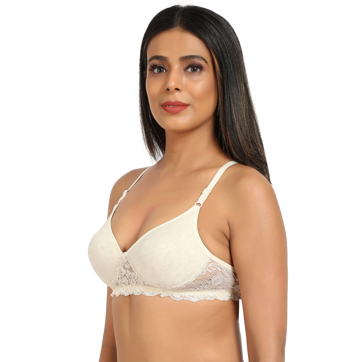 Bruchi Club Lightly Padded Non-Wired Grey T-Shirt Bra With Lace