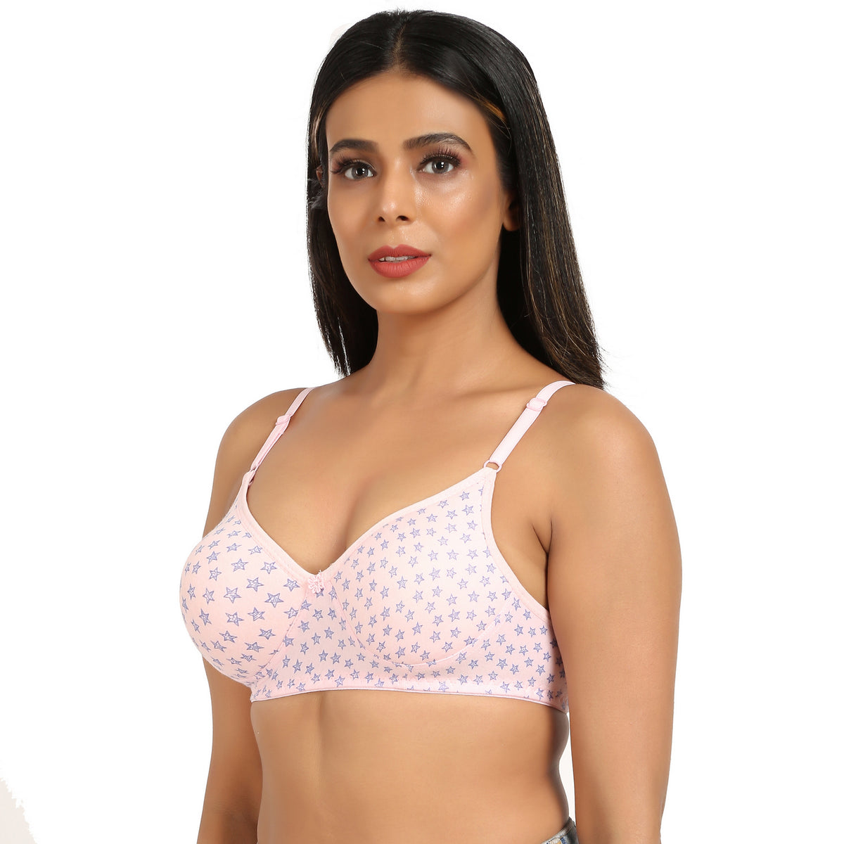 Bruchi Club Lightly Padded Soft Printed T-shirt Bra in pink colour-Cot –  Bruchiclub