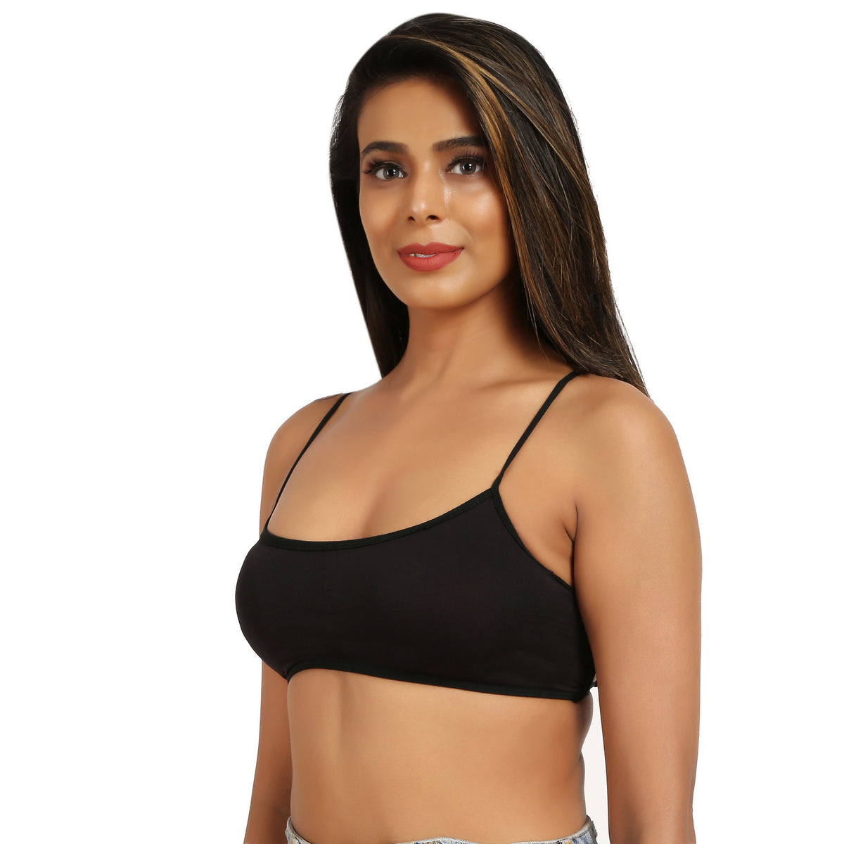 Bruchi club Women Lightly Padded sports Bra with 3/4th coverage-Black color