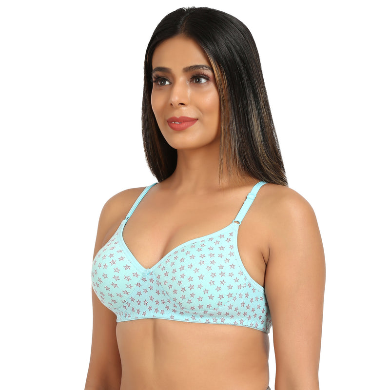 Bruchi Club Women T-Shirt Lightly Padded 3/4 coverage Bra in light blue color