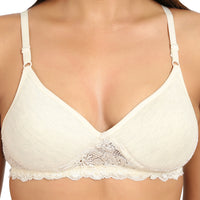 Bruchi Club Lightly Padded Non-Wired Grey T-Shirt Bra With Lace