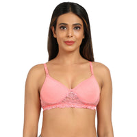 Bruchi Club Lightly Padded Non-Wired Pink T-Shirt Bra with Lace