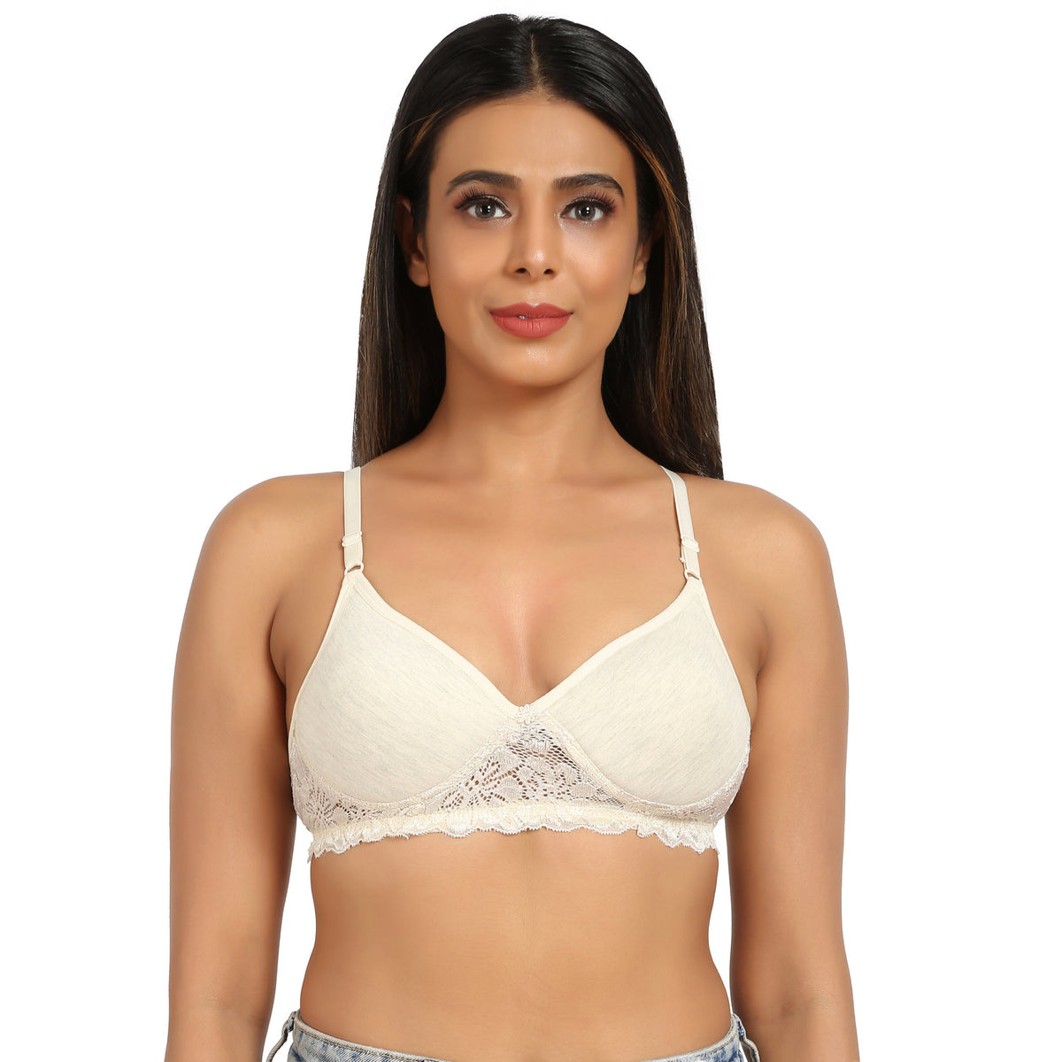 Bruchi Club Lightly Padded Non-Wired Grey T-Shirt Bra With Lace